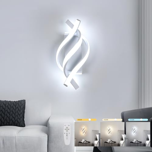 Dorlink Modern LED-vägglampa med fjärrkontroll, 3 färgtemperaturer och justerbar ljusstyrka, 22 W, 1 320 LM, vägglampa i sovrummet för vardagsrum, sovrum, säng
