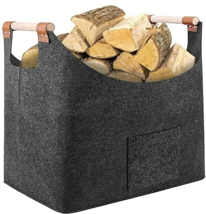 Porte-bûches de cheminée – Fourre-tout en bois feutré de 50 cm, stockage polyvalent du bois de chauffage, organisateur compact de chaleur intérieure, sac léger et durable | Accessoire pour le rangemen