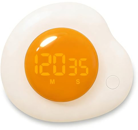 QANYI Egg Timer - Magnetic Kitchen Timer with Large LED Display & Preset Buttons (8 Min Soft Boiled), Easy Manual Rotating Dial for Medium/Hard Boiled, So Simple for Seniors Kids, Fun Cooking Gadget