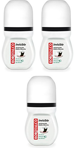 3x BOROTALCO ROBERTS deo roll-on Invisible 50ml deoroller Anti Flecken Spots 48h