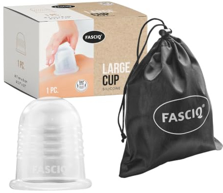 FASCIQ Silicone Vacuum Cup – Large | Cupping Therapy for Larger Body Areas | with Extra Grip | Deep Tissue Massage Cupping Kit | Massage Cup | FDA Grade Silicone | Ø 7 cm x 8 cm | Free Storage Bag