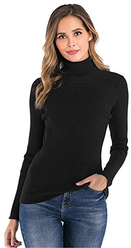 Enjoyoself Dam polotröja vinter jumper långärmad pullover stickad ribbad tröja stickade toppar