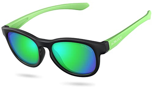 ACBLUCE Sunglasses for Kids Boys Girls Polarized Children youth Sport Baseball Cycling Running Green Glasses for Age 5-13