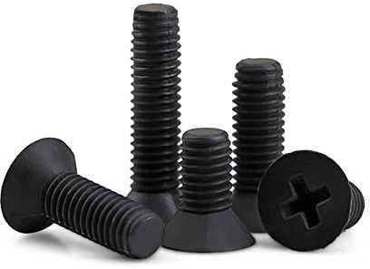 CONPHERON Viti a Testa Svasata a Croce in Nylon, Viti a Testa Piatta in Plastica, Nero, M3x12 mm,100 Pezzi