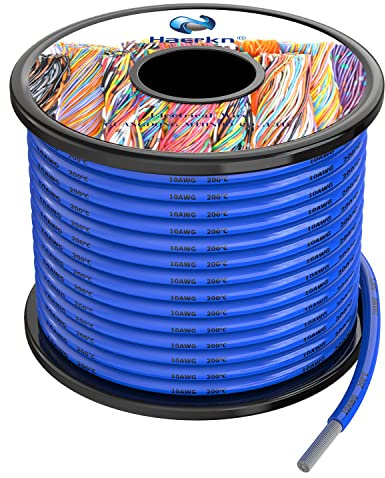 5.3mm² 10awg Silicone Electrical Wire Cable 8 Meters Blue 10 Gauge Hookup Wires kit Stranded Tinned Copper Wire Flexible and Soft High Temperature Resistance