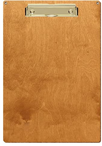 Bütic Holz Klemmbrett Standardform Birnbaum für DIN A3 A4 A5 A6 mit 2 Ösen aus 3mm starkem Birkensperrholz mit Klarlack versiegelt