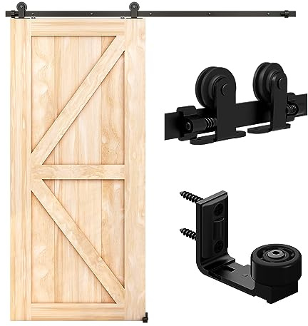 LTIYITL 183 cm (6FT) Ferrure pour porte coulissante Kit d'accessoires pour portes coulissantes, contient un guide au sol réglable