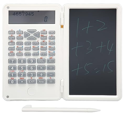 10 Bit Scientific Calculators, LCD Scientific Calculator with Writing Board and Pen, Fit for School Office Meetings and Family, Adults and Students, Portable & WeightLight (White)