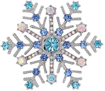 IMINI spilla a fiocco di neve blu con perno per donne e ragazze, spilla con strass CZ, spille da bavero floreali invernali, spilla da Natale, spilla per corpetto, spilla per abiti, accessori per