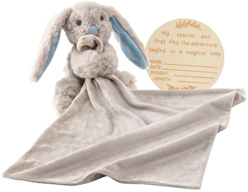 Baby Bunny Lovey Super Soft Large Security Blanket Newborn Snuggler Plush Toy Stuffed Animal Cuddle Nursery Essentials Loveys for Babies Girl Boy Infant Gift Toddler Blankie | 19.6 Inches Blue Rabbit