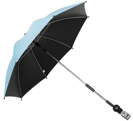 30in Pram Parasols Adjustable Chair Sunshade for Beach Garden Walking, Universal Clip on Stroller Umbrella for Wheelchairs Bikes Pushchair Golf Carts (sky blue)