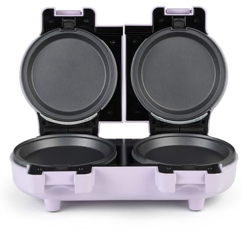 Petra Waffeleisen Belgische Waffel 1100W, Mini, Doppelt für Amerikanische Waffeln, Klein mit Antihaftbeschichtung, Abnehmbare Platten, Lila