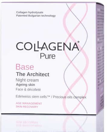 COLLAGENA Pure Nachtcreme Gesicht – Anti-Aging Gesichtscreme mit Edelweiss-Stammzellen und Kollagen, regenerierende Nachtpflege für reife Haut ab 40, 50 ml