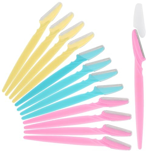 Juego de 60 máquinas de afeitar para cejas, maquinilla de afeitar para el vello facial, juego de herramientas dermaplaning, cuchillas de acero inoxidable con tapa, para hombres y mujeres