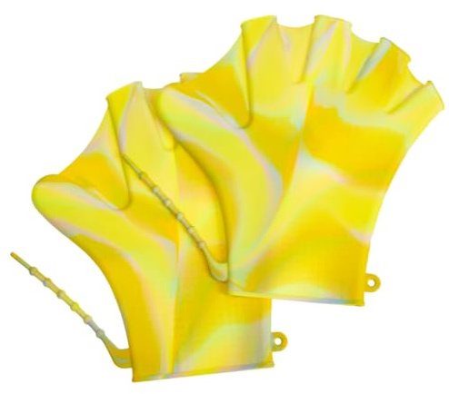 PRETYZOOM Adjustable Silicone Swim Gloves for Adults and Ergonomic Soft Hand Paddles for Swimming Training Snorkeling Rafting Aquatic Gear