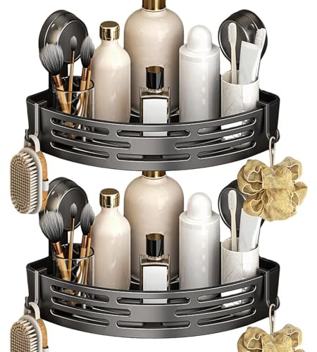 Renchey Repisa De Ducha Con Ventosas - Organizador con Ventosas Sin Taladro - Bandejas de Baño Extraíbles,Para Champú Y Cosmética De Baño Cocina Y