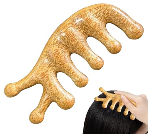 Massageapparat för hårbotten av trä | bärbar för hårvård | Huvudmassage – för kvinnor män avkoppling hårvård styling naturlig hårborste kroppsvård