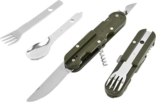 Couverts De Camping Pliable，5 En 1 Set De Couverts De Camping，Set De Couverts D'Extérieur Avec Sac De Rangement，Camping Et Pique-Niques De Randonnée