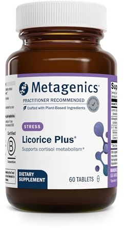 Metagenics Licorice Plus - Cortisol & Stress Support Supplement with Licorice Root, Ashwagandha, Rehmannia & Chinese Yam - Non-GMO, Gluten-Free, Vegetarian - GMP Certified Facility - 60 Tablets