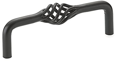 Richelieu Hardware BP106100900 Champs-Élysées Collection 4-inch (102 mm) Center-to-Center Matte Black Traditional Birdcage Shaped Cabinet and Drawer Pull Handle for Kitchen, Bathroom, and Furniture