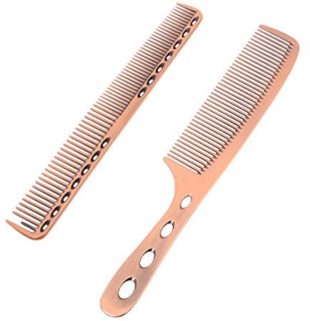 Healifty 2 Pcs En Aluminium Barbier Peigne Ensemble Professionnel Salon De Coiffure Coupe De Cheveux Peignes Démêlant Peigne Outil (Bronze)