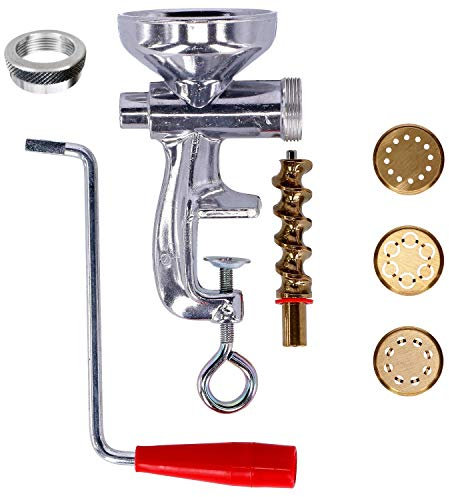 Torchio per Pasta Fresca con 3 Trafile in Ottone e Ghiera in Alluminio | per Spaghetti, Maccheroni e Bucatini | Macchinetta Pasta Maker Tagliapasta.com [Made in Italy]