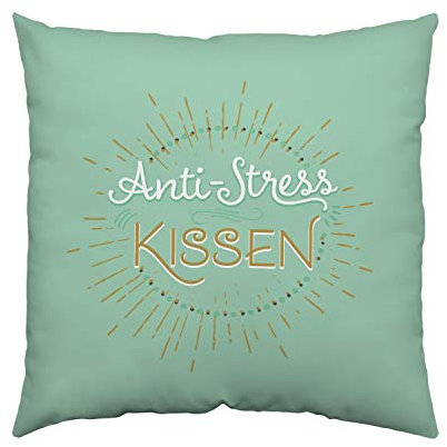 GRUSS & CO Kissen Motiv Anti Stress| Zierkissen, Baumwolle, 40 cm x 40 cm | Kissen mit Spruch | 47002