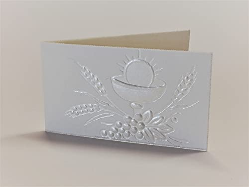 Cartotecnica Italiana 100 Pz Bigliettini Bomboniera Prima Comunione. Impaginati su cartoncini avorio f.to A6 con decoro grafico perlato realizzato a rilievo