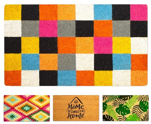 LUA VIKA Coir Doormat - Squares - 40x70 cm - Outdoor Door mat - Front Door mat outside - Doormats outside