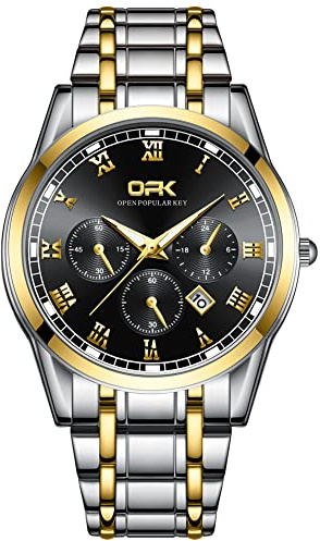 Montre-Bracelet pour Homme, Montre à Quartz analogique conçue à la Mode avec Affichage Calenda, Montre Classique pour Homme Qui Brille dans Le Noir avec Bracelet en Acier Inoxydable, Black