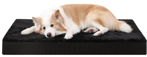KSIIA Panier Chien XXL, 119x73cm, Coussin Déhoussables pour Chien Grande Taille, Lit Chien Orthopédique, Tapis Matelas Chien, Dog Bed Housse Amovible et Lavable en Machine, Fond Antidérapant, Noir