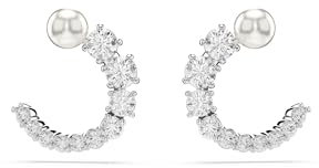 Swarovski Matrix-Anhänger, Ohrringe, Armband, Kristallperle, runde geschliffene klare Kristalle, Rhodium und Roségold-Ton, One Size, Zirkonia, Zirkonia