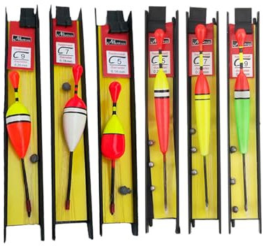 HSIXHAF 6 Stück Fishing Posen Set Angelposen Angeln Schwimmt Set Mit Senkblei, Angelschnur und Haken (5#, 7#, 9#) für Friedfische, Forellen, Aal, Zander ideal für See Fluss Teich Bach