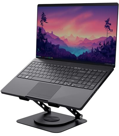 Trust Zeff Supporto PC Portatile Ergonomico con Rotazione a 360 Gradi, Altezza Regolabile, Supporto Laptop 16 Pieghevole, Rialzo PC Portatile per MacBook Tablet Scrivania Accessori Ufficio - Nero