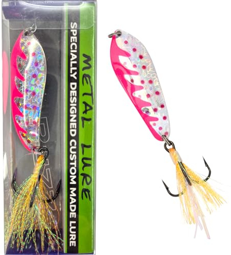 SEABUZZ Asymmetric Blinker 23g/7 cm - Pike Perch Zander Fishing Lure - Bait with Treble Hook - Metal Spoon Hard Bait - Spinner Fishing Sport Set - Fishing Spoon - Pike Bait - Perch Bait (HPT)