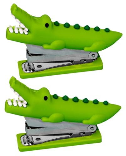 Angoily 2pcs Mini Crocodile Stapler Set Cute Cartoon Animal Stapler for Office Easy to Use for School and Home