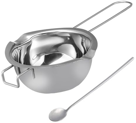 VALICLUD Crisol De Acero Inoxidable 201 De 400 Ml para Derretir Chocolate y Mantequilla con Espátula De Mezcla, Resistente Al Calor, Utensilio De Cocina para Baño María y Uso Doméstico
