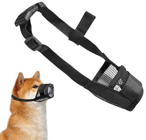 ONGNIUU Muselière pour chien de grande taille, muselière pour chien en nylon respirant, empêche d'aboier, d'avaler et de mordre, convient pour chiens de taille moyenne à grande (Noir)