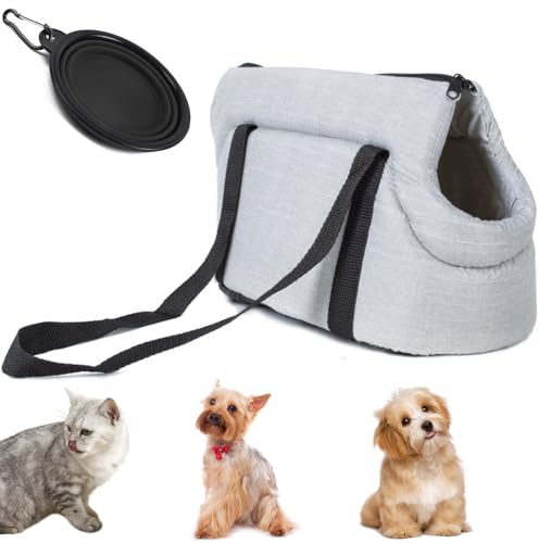 Transportador tipo eslinga para mascotas para perros pequeños, bolsa de transporte para cachorros de viaje, para perros, gatos, Chihuahua, Yorkie, cachorro para senderismo, camping, 1 cuenco plegable