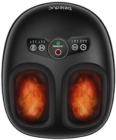 Beleduc Foot Massager with Heat and Compression, FSA Eligible, Deep Kneading Shiatsu Foot Massager for Plantar Fasciitis & Neuropathy, 3 Intensities, Washable Covers, Fits Up to Men Size 14