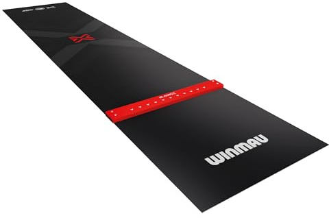 WINMAU Blade X Pro Zone Precision PVC Darts Mat with Integrated Raised Darts Oche Line - Full Length - Sleek Black Design - Professional Dart Accessories | Full Length PVC Floor Mat | Integrated Raised Oche | 3m x 0.6m | Steady Throw Oche | Professional Darts Accessories