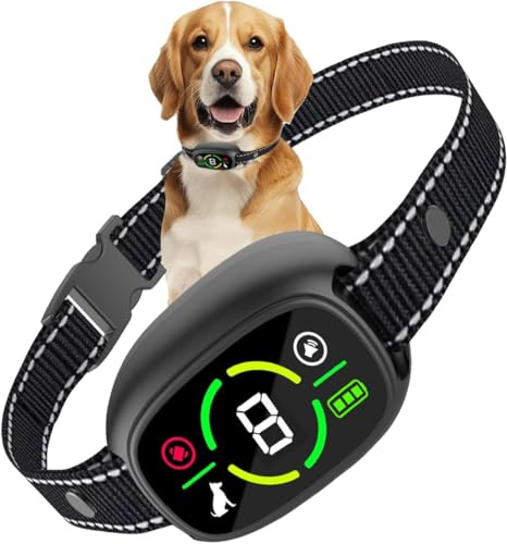 Dog Bark Collar - Rechargeable Smart Anti Barking Collar with Color Digital Display, 3 Training Modes & 8 Adjustable Sensitivity Levels,IP67 Waterproof for Small Medium Large Dog Black