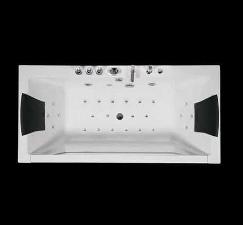 Bagno italia Ducha de Hidromasaje rectangular 185x90 cm, para 2 personas, 10 chorros, con Cromoterapia y Vidrio frontal