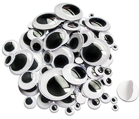 TOAOB 100pcs 6mm to 35mm Wiggle Googly Eyes with Self Adhesive White Round Sticky Wobbly Eyes Plastic Craft Eyes for Soft Doll Making Plush Crochet