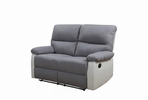 Canapé Relax Lincoln, 2 Places, 147cm x 89cm x 103cm, Blanc/Gris Clair