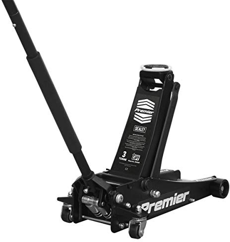 Sealey 3 Tonne Low Profile Trolley Jack, Car Jack, with Rocket Lift - Black - 3040AB
