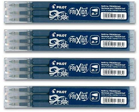 Pilot FriXion Ball Tintenroller 0,7 Ersatzminen Nachfüllminen (12er Set, Blauschwarz)