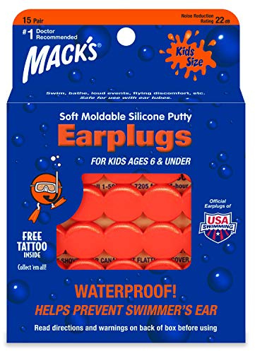 Mack's Lot de 15 paires de bouchons d'oreille souples en silicone malléables pour la natation, le bain, les voyages, les événements bruyants et l'aviation