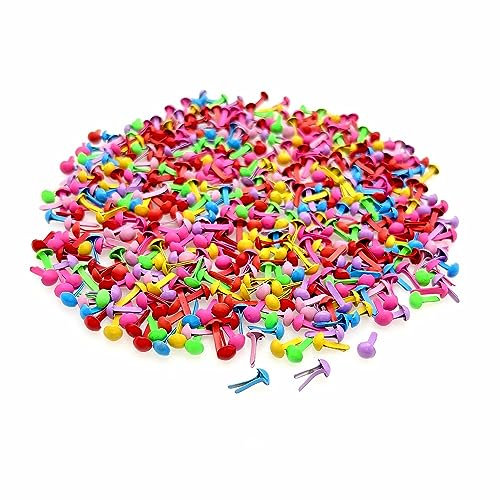 JZK 500 x Mehrfarben 4mm Metall Mini Brads Rund Musterklammern Rundkopfklammern für Scrapbooking Papier Basteln Handwerk Fotos DIY Handmade Crafts