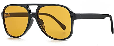 NIDOVIX Polarized Classic Vintage Aviator Sunglasses for Men Women Large Frame Retro 70s Sunglasses (Black/Orange)